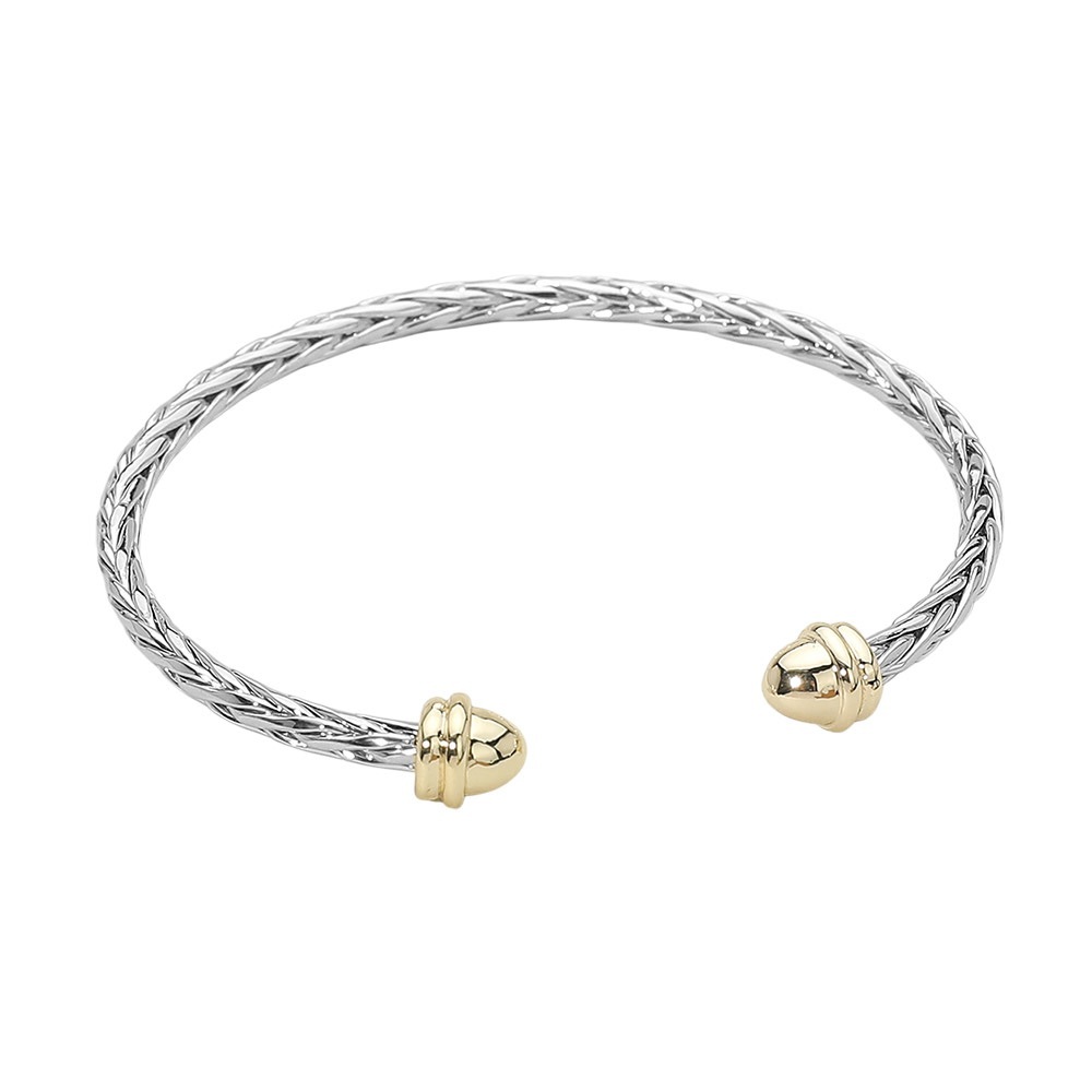 14K Gold Plated Braided Cuff Two Tone   Cuff